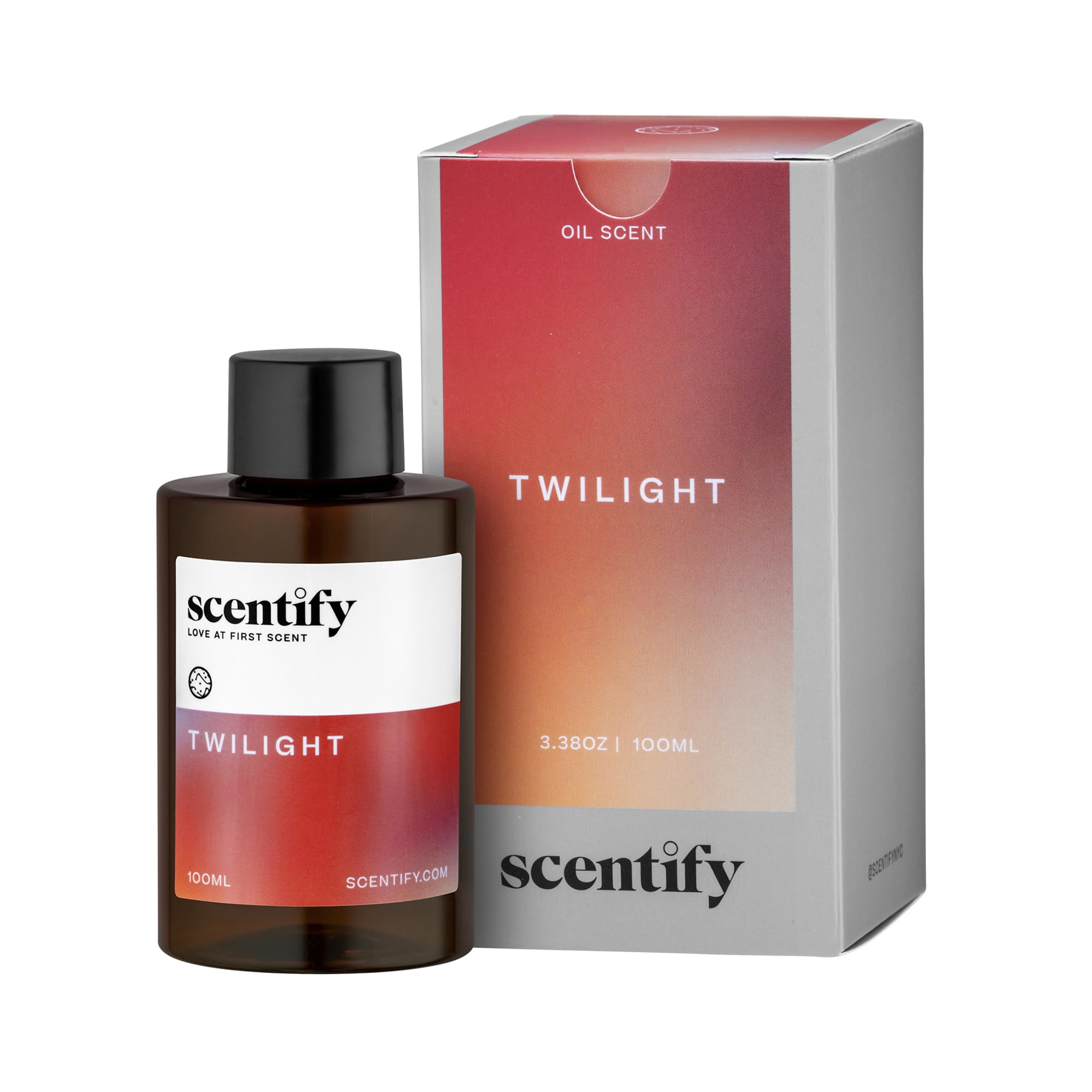 Scentify amber bottle front view showing elegant holiday diffuser refill