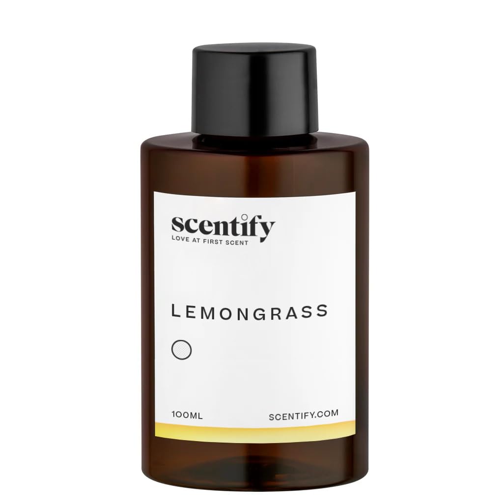 Close-up of Lemongrass diffuser oil refill bottle label