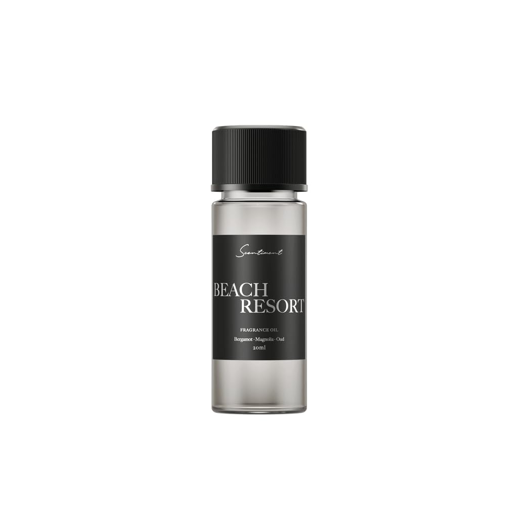 Scentiment Beach Resort diffuser oil bottle with Bergamot, Ocean, and Peony notes