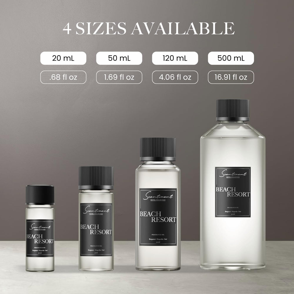 Amber and Sandalwood accents representing the Beach Resort fragrance