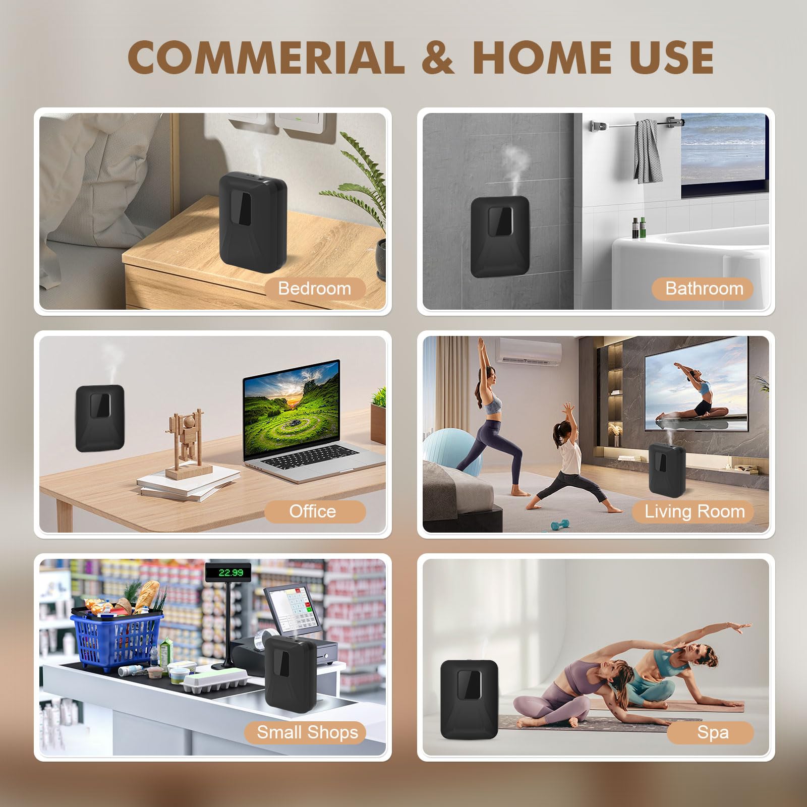 Scentiplus diffuser offers 1000 sq ft coverage for small to medium rooms.