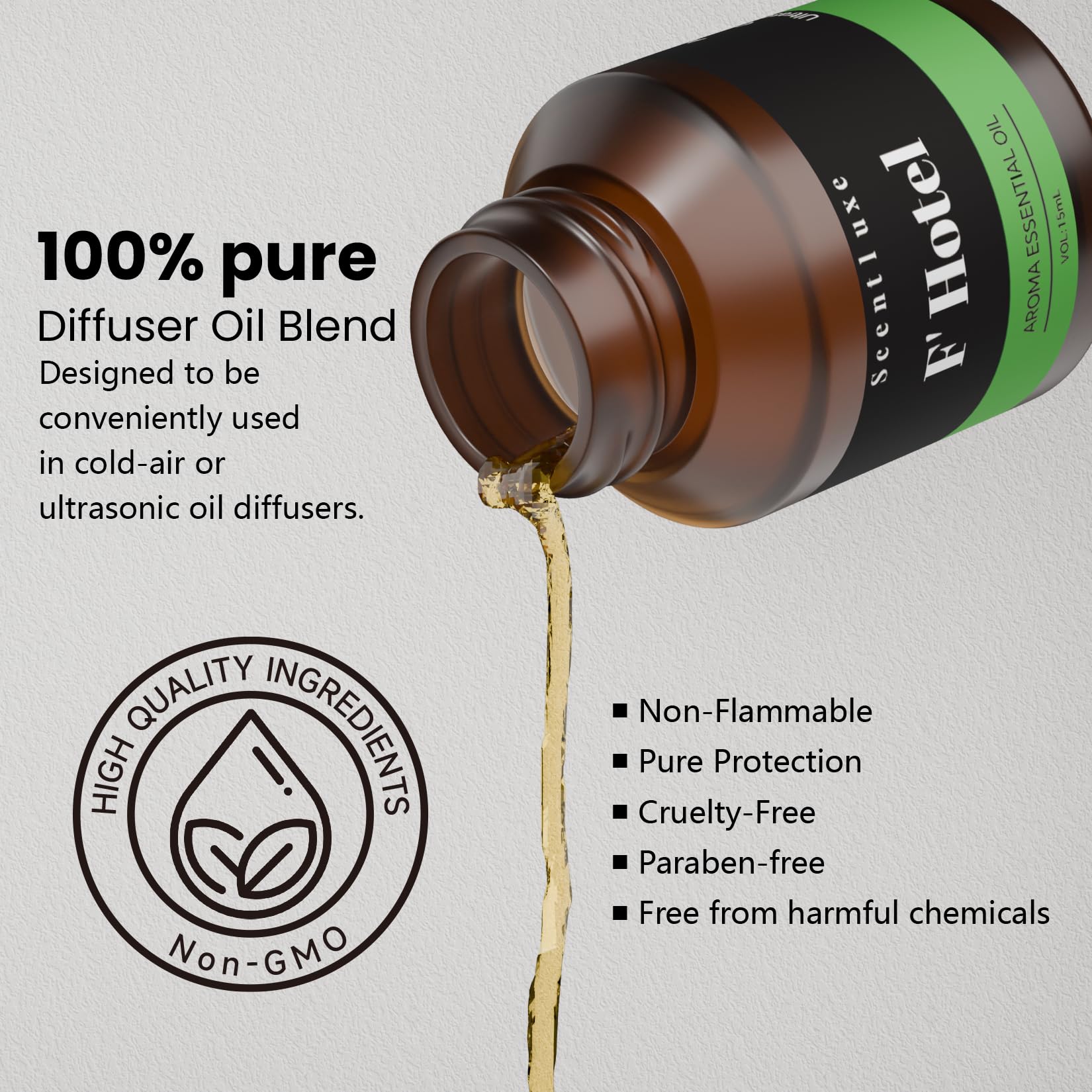 Scentluxe F'Hotel diffuser usage ultrasonic – enhances room ambiance.
