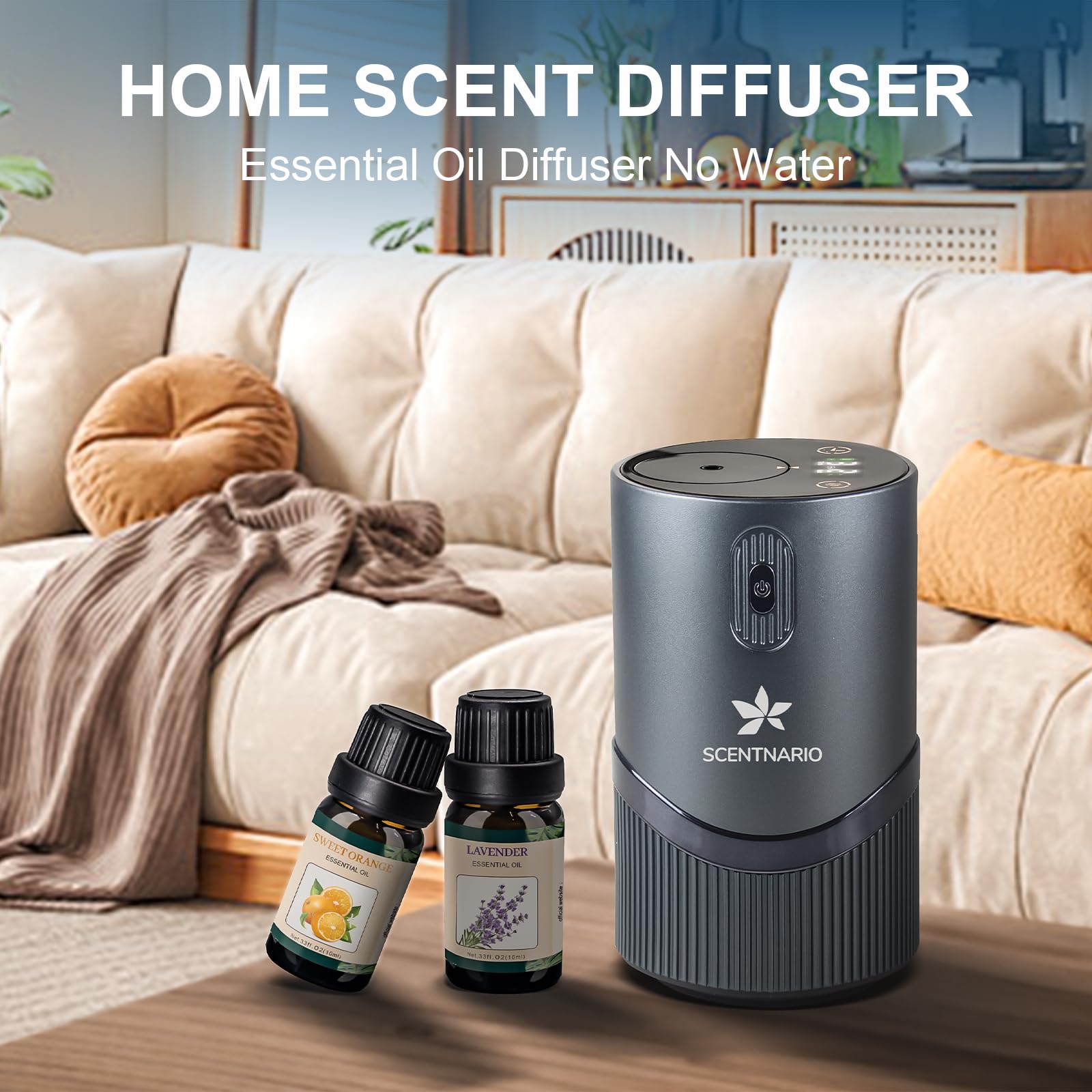 SCENTNARIO night-light-blue diffuser provides soft illumination for evenings.