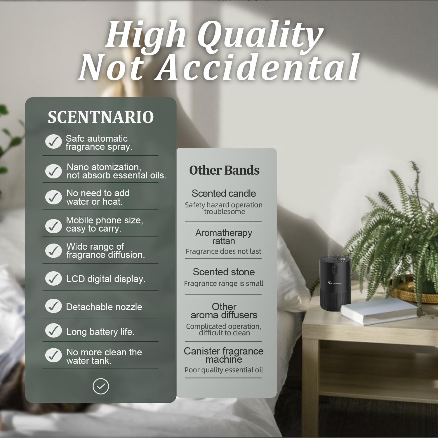 SCENTNARIO waterless diffuser compact design ideal for travel and small spaces