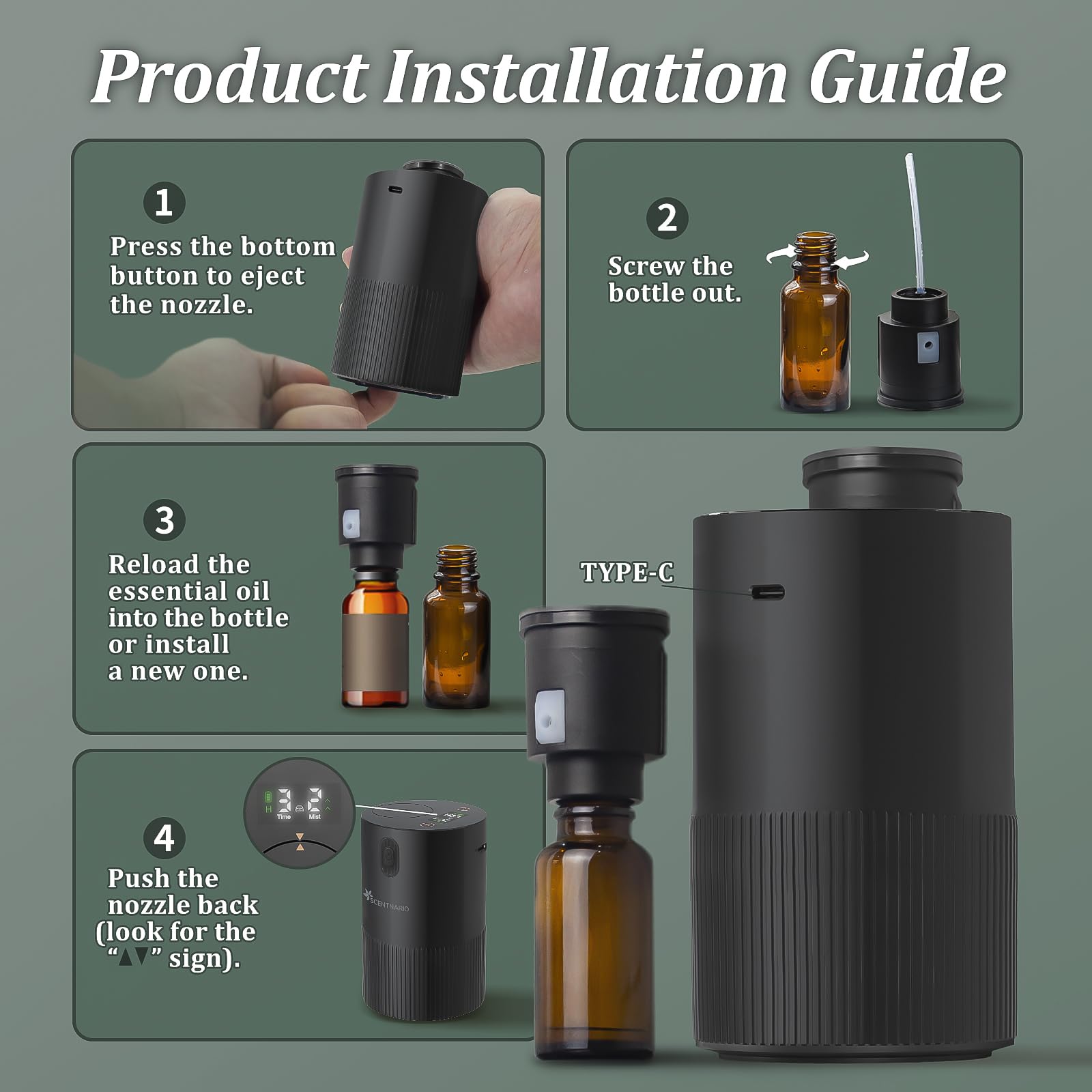 SCENTNARIO waterless diffuser kit included with accessories for easy setup