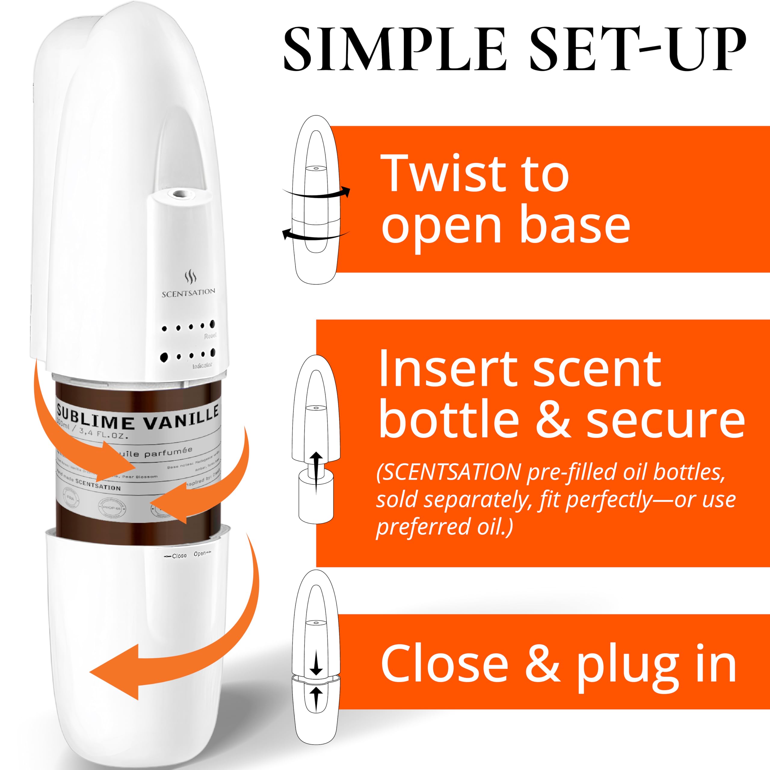 Side profile of SCENTSATION plug-in diffuser in white