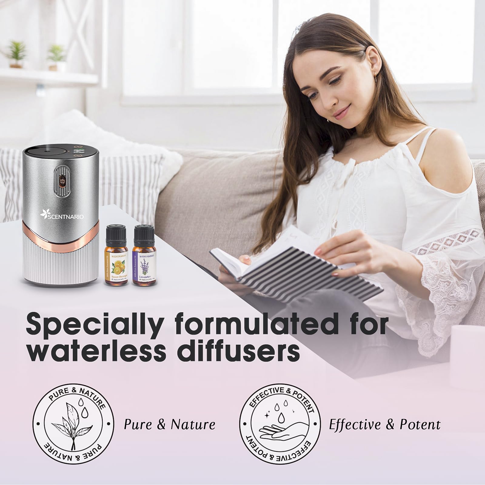 SCENTNARIO essential oils set sandalwood block close-up for skin-friendly grounding.