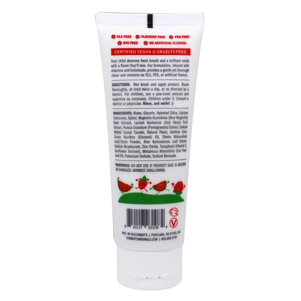 Schmidt's Kids Toothpaste Watermelon Strawberry 4.7 oz - packaging / packshot
