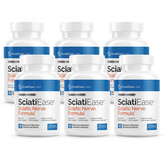 Front view of SciatiEase nerve health supplement bottle