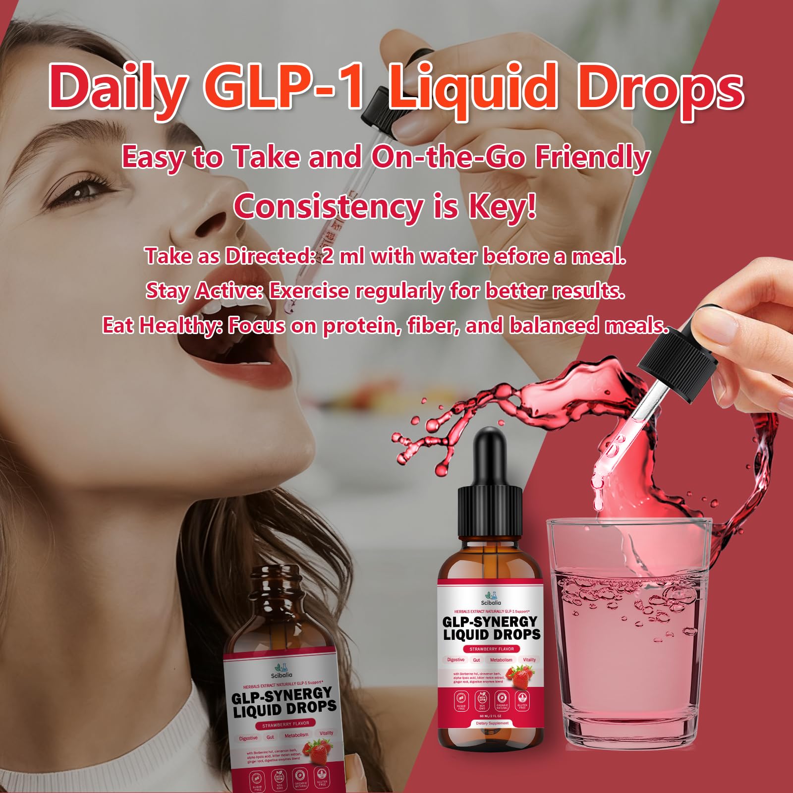 Pouring GLP-1 Drops into a glass of water