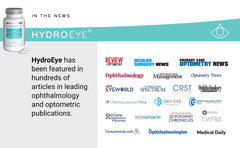 ScienceBased Health HydroEye packaging box emphasizes clinically studied ingredients for ocular comfort.