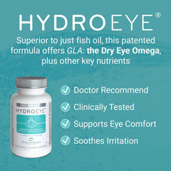 ScienceBased Health HydroEye softgels close-up suggests convenient daily regimen for long-screen comfort.