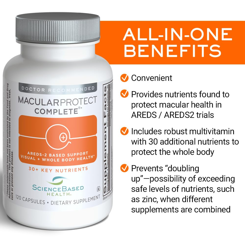 ScienceBased Health MacularProtect Complete capsules in hand for convenient daily use.