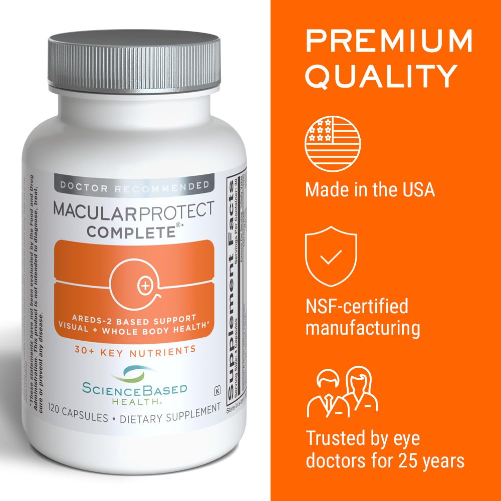 ScienceBased Health MacularProtect Complete nutrition list emphasizes 30+ ingredients.