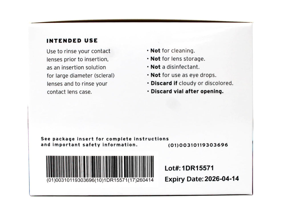 Travel-size saline solution for lens care