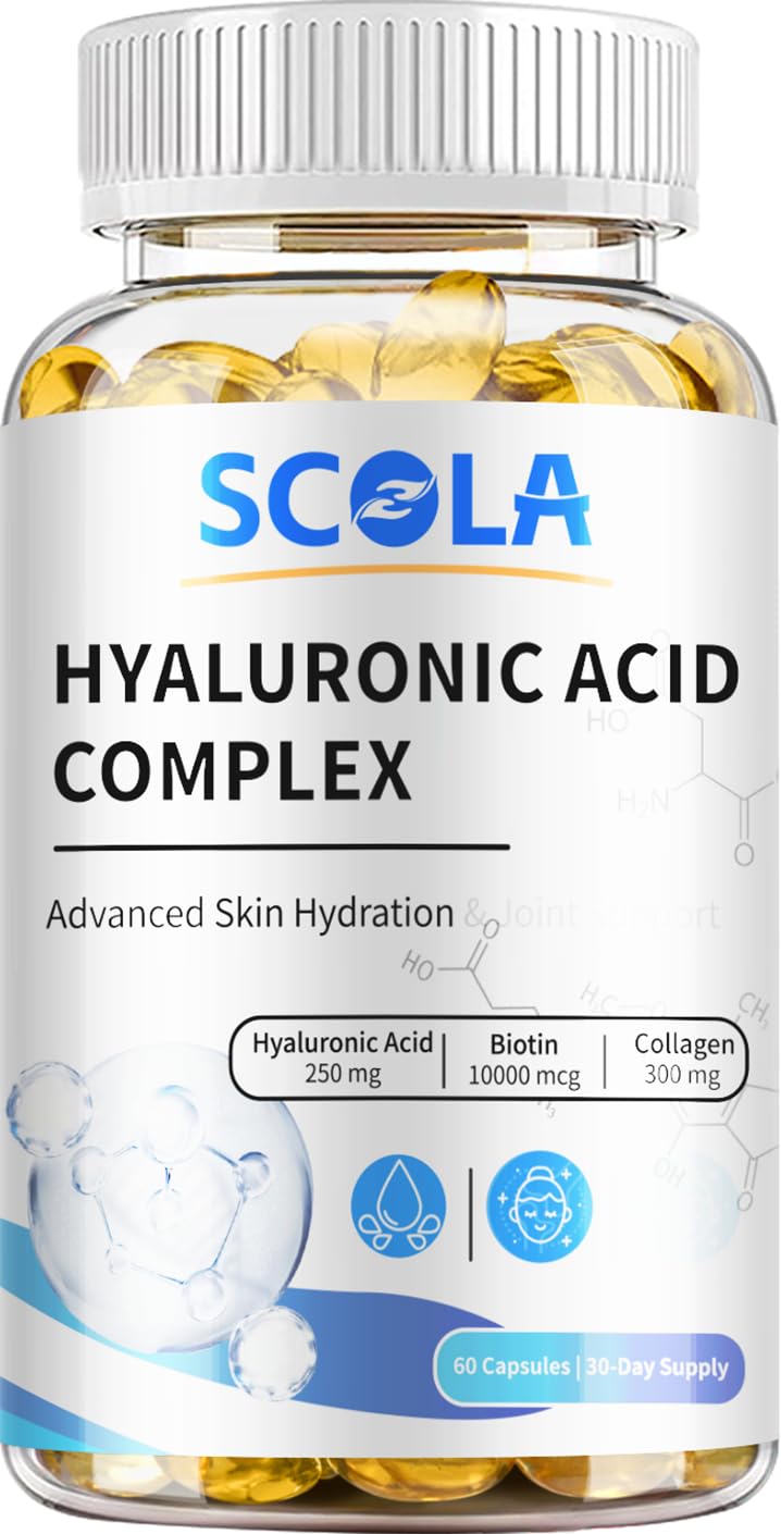 SCOLA Hyaluronic Acid Capsules packaging and bottle