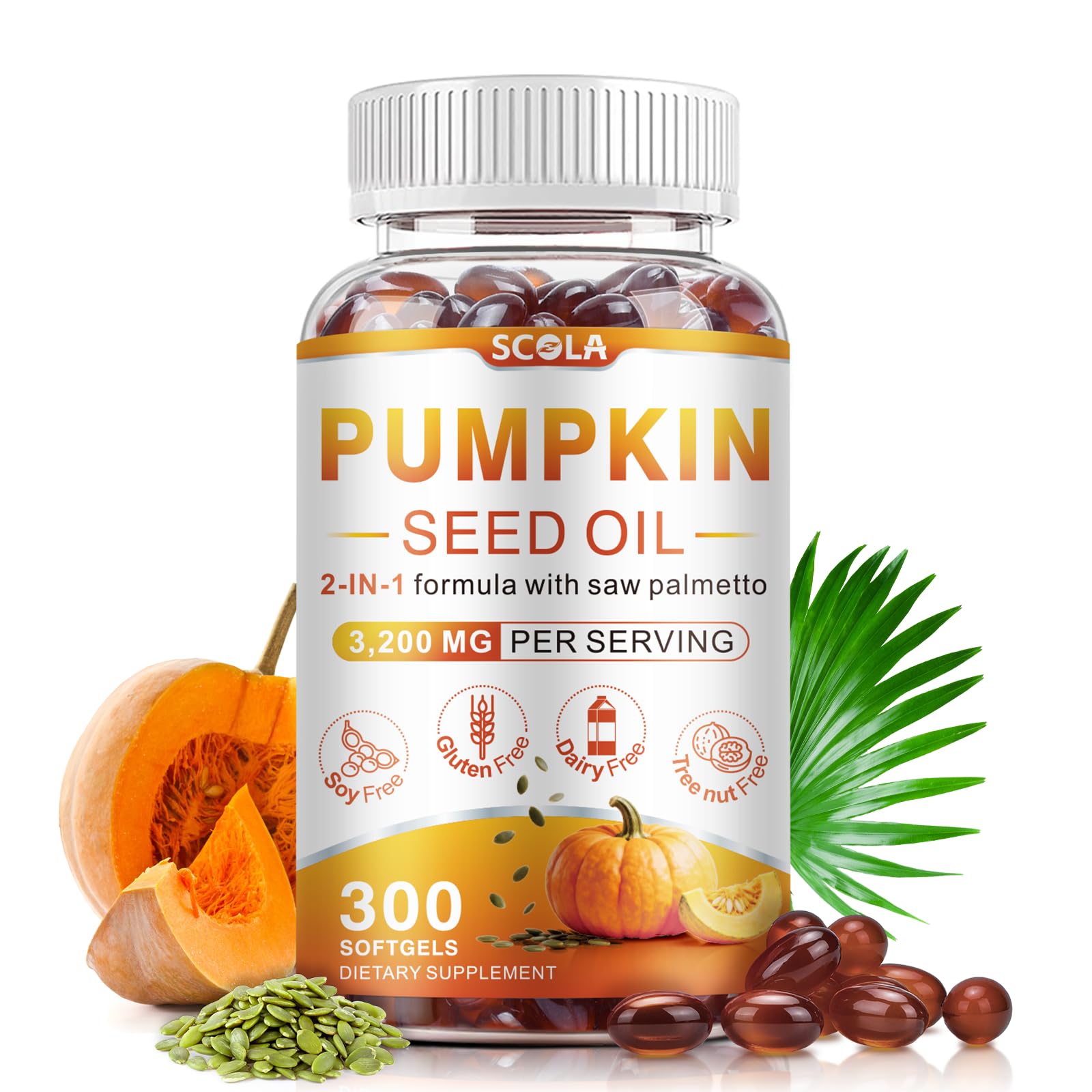 Hero image of SCOLA Pumpkin Seed Oil Capsules with 300 softgels