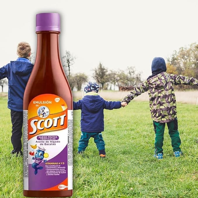 Scott Emulsion Tropical Fruit 180 ml bottle - nutrition information close-up