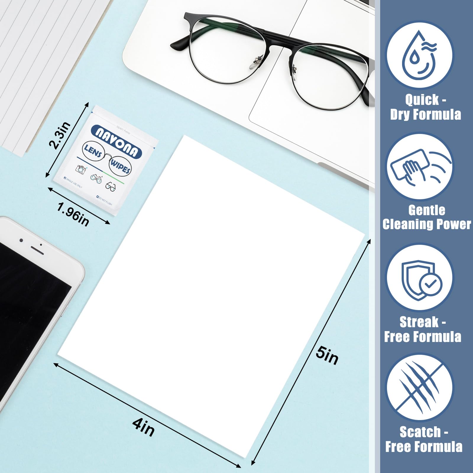 Scratch-free glasses cleaning wipes