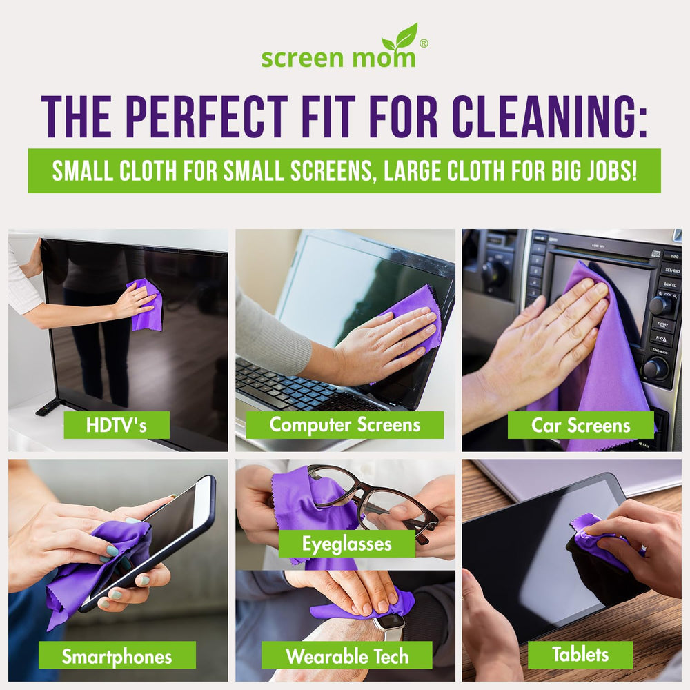 Six reusable microfiber cloths in a pack