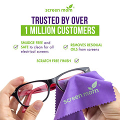 Cloth paired with Screen Mom Screen Cleaner Spray