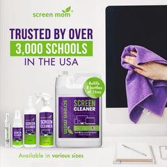 Screen cleaning kit concept with cloths and spray