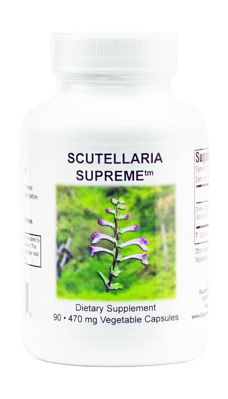 Bottle of Supreme Nutrition Scutellaria Supreme 90 count Chinese Skullcap capsules