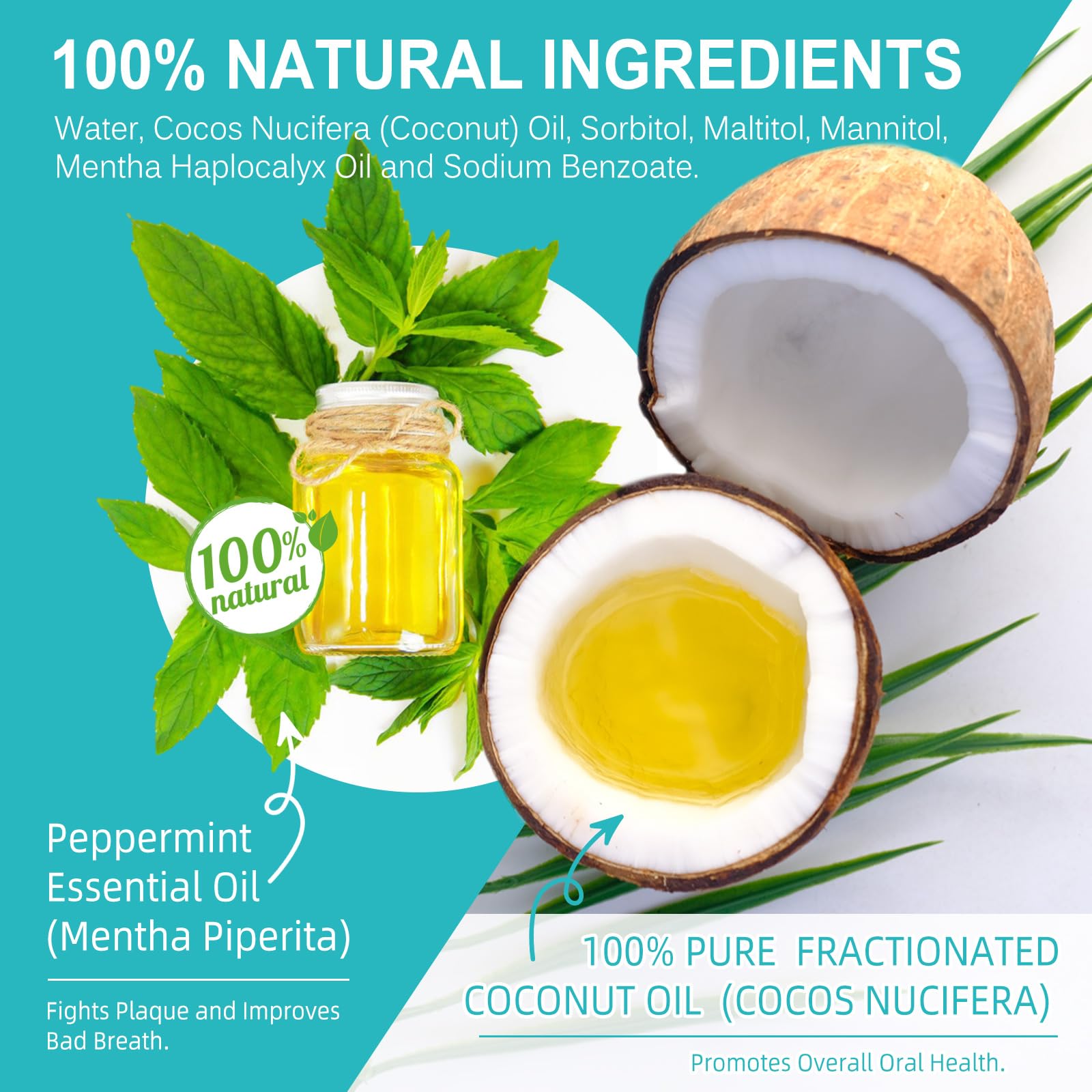 Alcohol free natural ingredients with peppermint