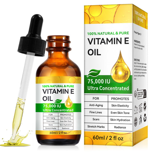 SDJUFEI Vitamin E Oil 75000 IU bottle for deep hydration and radiant skin.