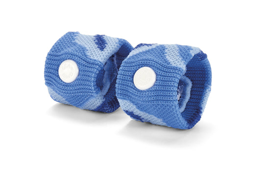 Sea-Band acupressure knob detail showing P6 point stimulation.