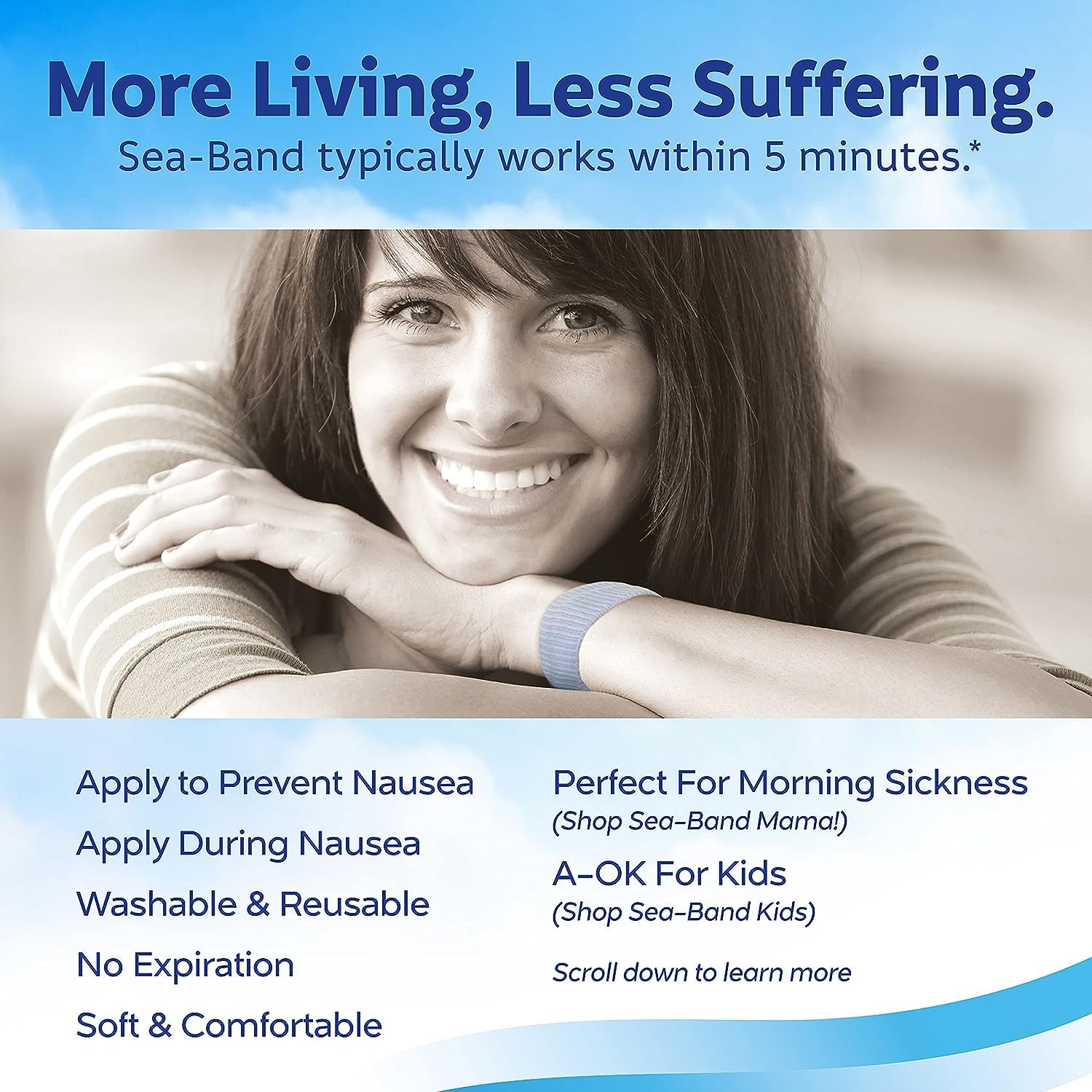 Sea-Band gray wristband for adult and child use supports motion-related nausea.