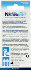 Sea-Band anti-nausea wristband gray packaging highlights reusable, drug-free nausea support.