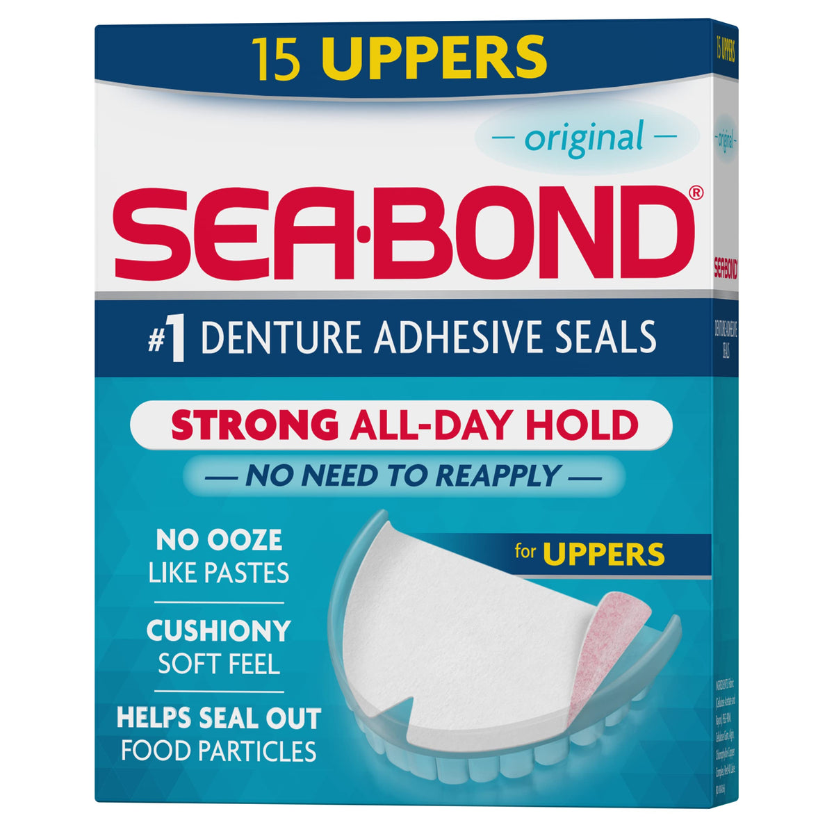 Sea Bond original seal uppers pack 15 count - zinc-free, all-day hold