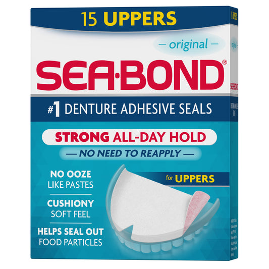 Sea Bond original seal uppers pack 15 count - zinc-free, all-day hold