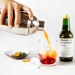 Side view of the Sea Buckthorn Juice bottle