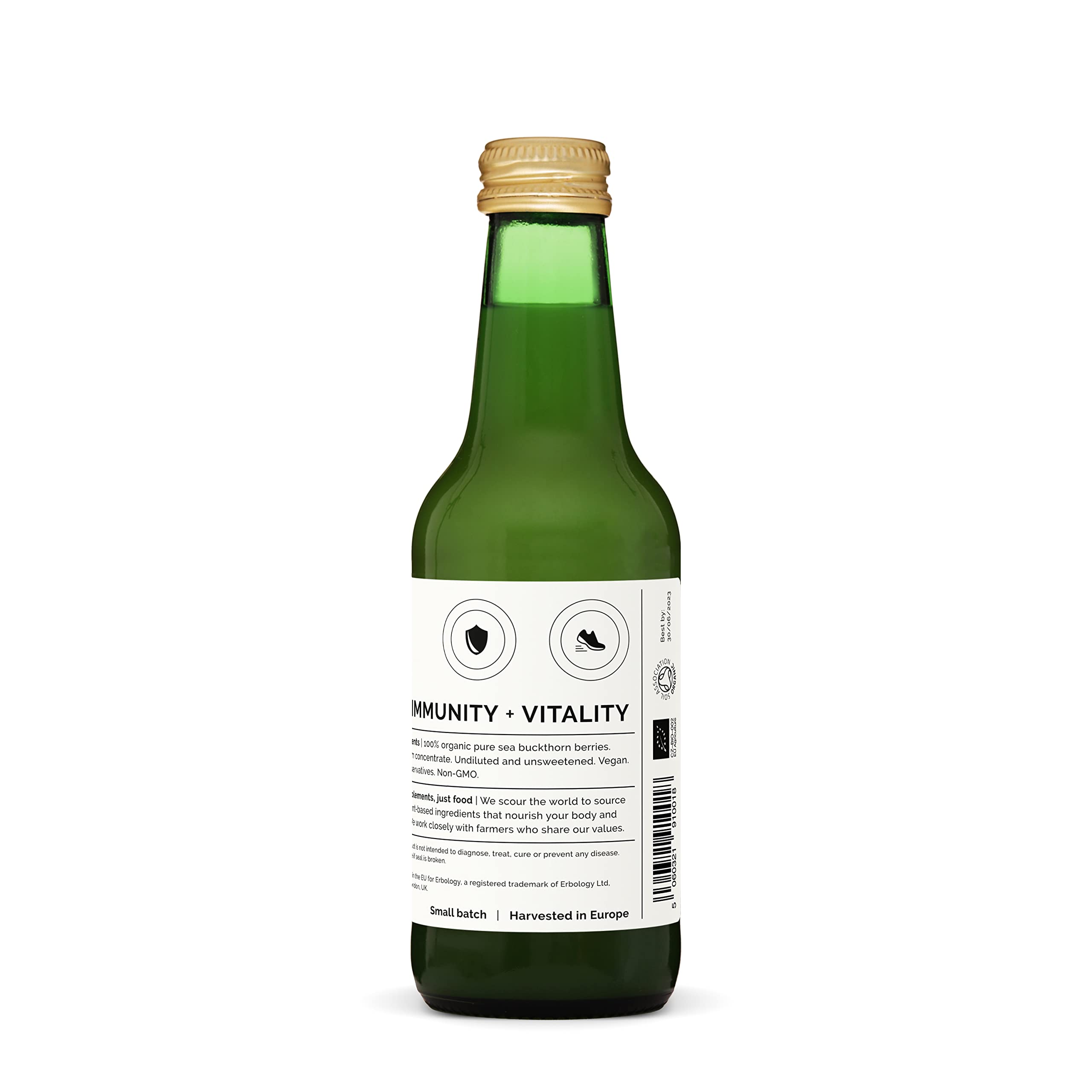 Packaging of Sea Buckthorn Juice in recyclable bottle