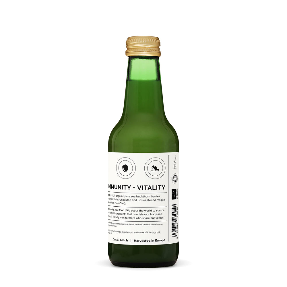 Packaging of Sea Buckthorn Juice in recyclable bottle