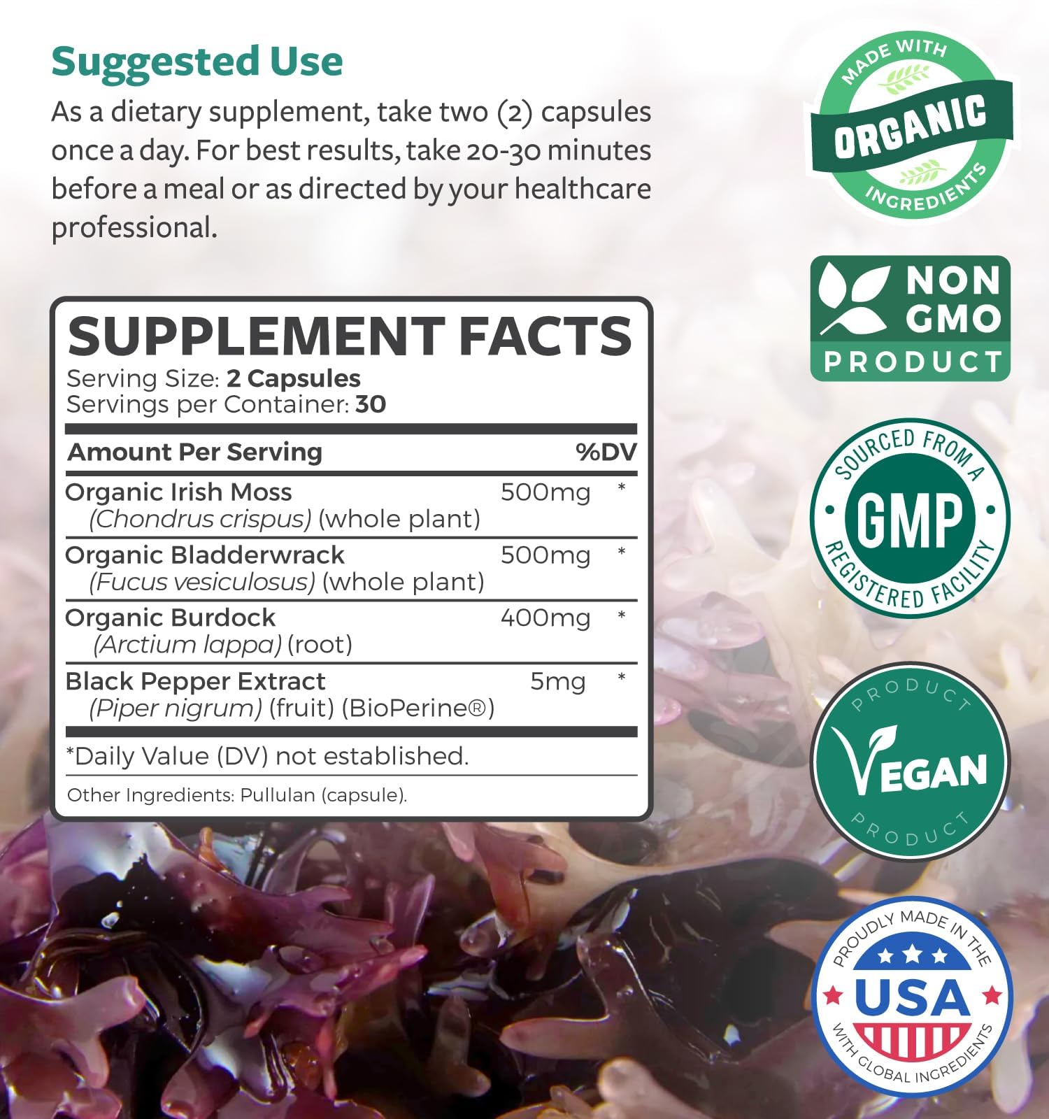 Sea Moss Capsules with Black Pepper for Enhanced Absorption
