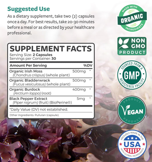 Sea Moss Capsules with Black Pepper for Enhanced Absorption