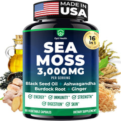 Front view of Sea Moss Capsules bottle