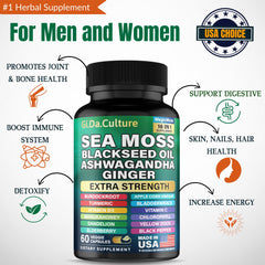 Sea moss capsules with turmeric and black pepper for absorption