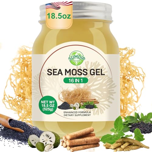 Front view of Sea Moss Gel bottle showing label details