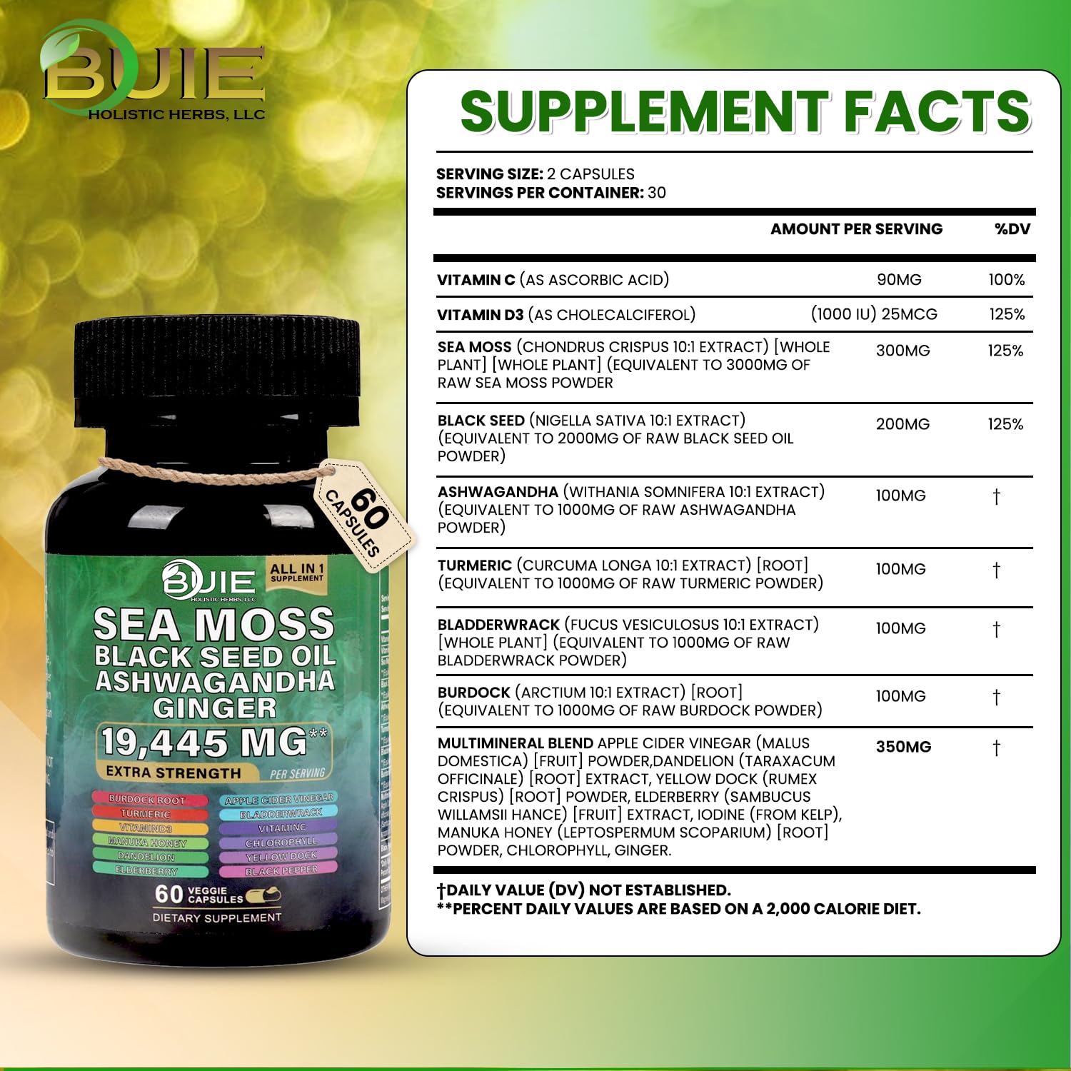 Sea moss capsules with Irish moss and ginger