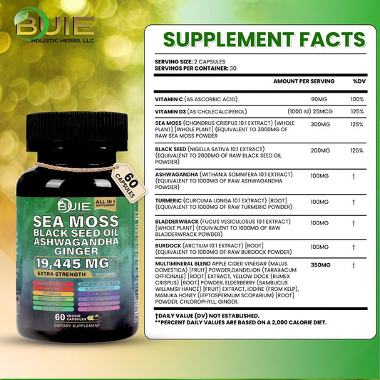 Sea moss capsules with Irish moss and ginger