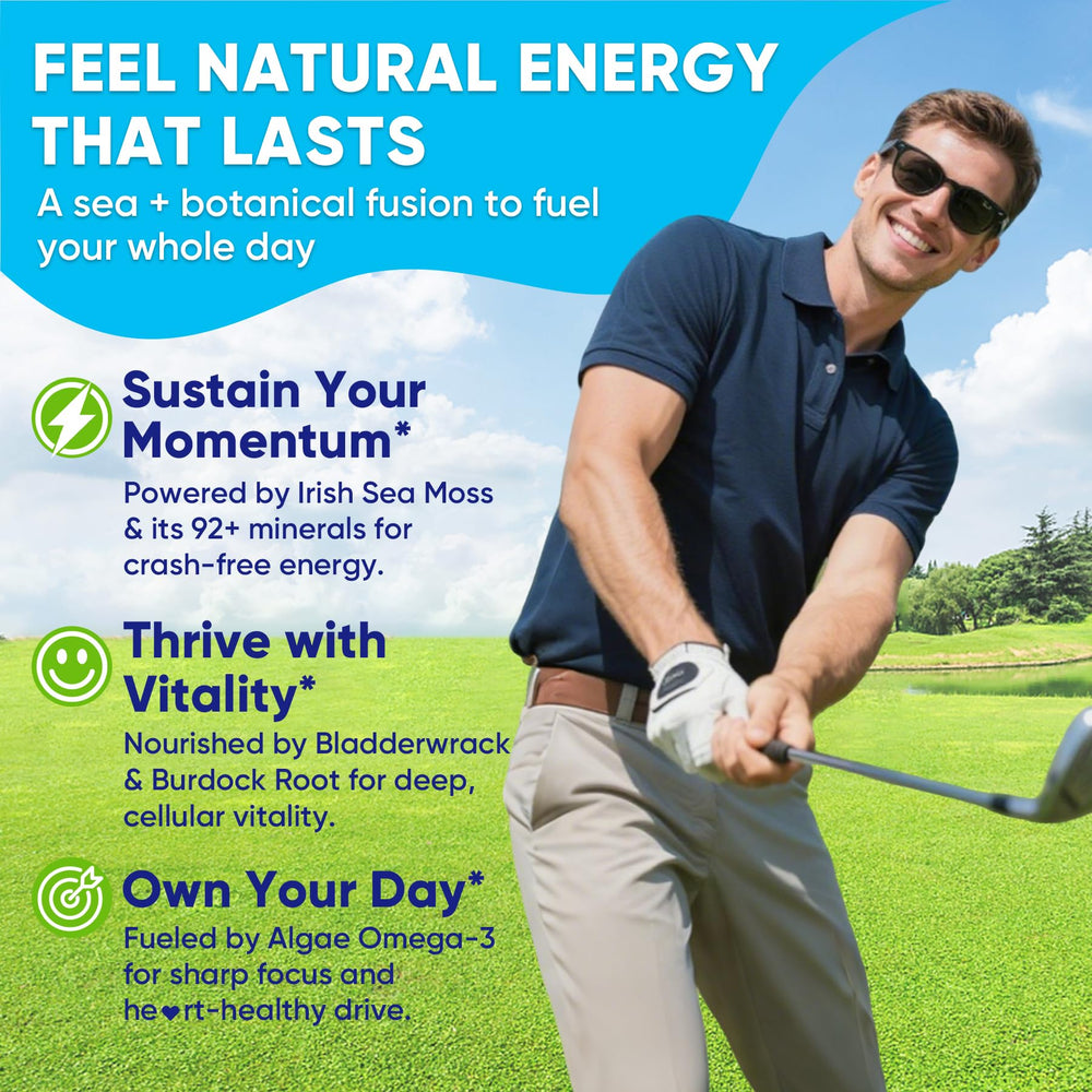 Vitamin B12 and D3 icons with sea moss