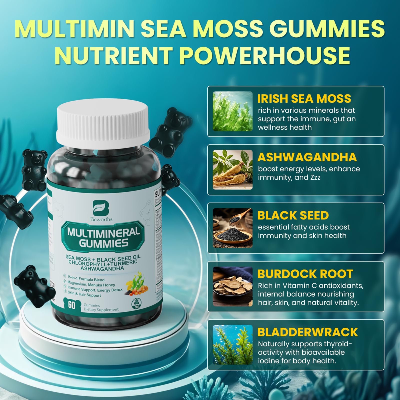 Sea Moss Gummies apple-flavor gummies
