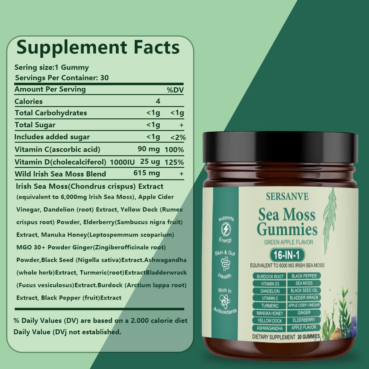 Sea Moss Gummies bottle packaging and labeling