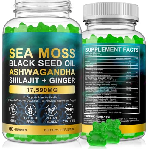 Ingredients of Vceeoy Sea Moss Gummies: sea moss, black seed oil, ashwagandha