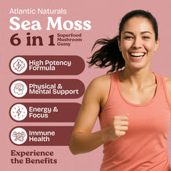 Mushroom complex ingredients laid out for Sea Moss Gummies