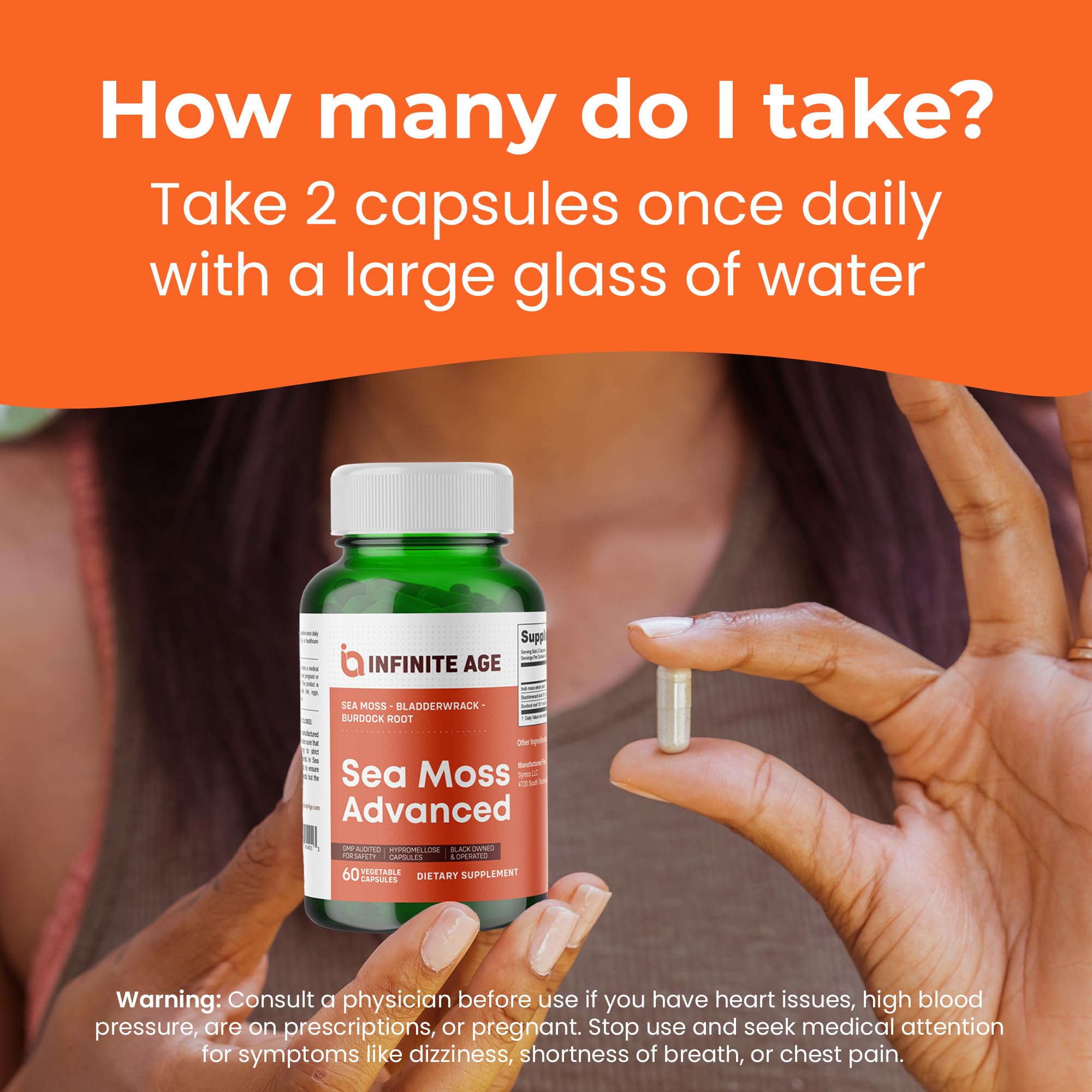 Ingredients and vitamins chart for Infinite Age formula